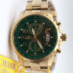 Invicta Specialty Men’s 47mm Gold SS Green Dial Quartz Tachymeter 100m 69793