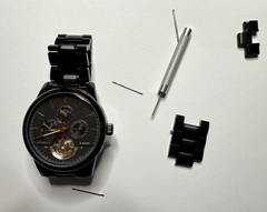 LIGE Automatic Mechanical Skeleton Watch Black Steel Men’s Calendar Kit