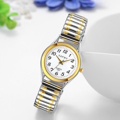 Women Ladies Big Numbers Dial Elastic Band Ultra Thin Quartz Analog Wrist Watch
