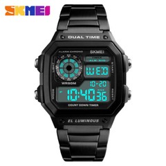 SKMEI Fashion Sport Watch Men Steel LED Digital Wristwatch Male Alarm Watches