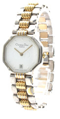 Christian Dior Octagon Date 48.203 Women’s Wristwatch Silver Gold White Japan