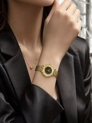 Women’s Dainty Watch French Vintage Style Stainless Steel Gold Flower Case