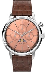 New Timex Marlin Moon Phase Quartz Leather Strap Men’s Watch TW2W51100