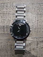 Movado Museum Men’s Swiss Made Quartz Watch Black Dial Silver Bracelet