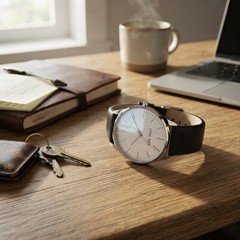 Chic Women’s Analog Watch with Silver Dial and Black Strap – Perfect for Walking