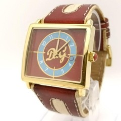 DG Dolce Gabbana TIME Watch Gold Bordeaux Square Used in Japan Working