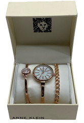Anne Klein Women AK/1470RGST (610D) Rose Gold-tone Bangle Watch and Bracelet Set