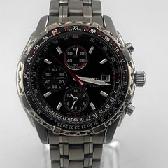SEIKO 7T62-0BY0 CHRONOGRAPH TITANIUM Silver Black Dial Men’s Watch 38.8mm