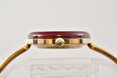 BOX Vintage GUCCI Change Bezel 11/12 Red Women’s Gold Qz 165mm Watch JAPAN