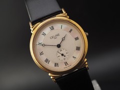 Vintage 90s N MINT Celine H2903-3 MOP Roman Small Second Qz 31mm Men Watch JAPAN