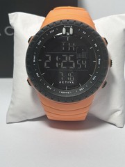 Activa ACW1237 Digital Sport Watch 53mm Orange Silicone Band 30M WR New w/Box
