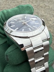 Rolex Datejust 41 Stainless Steel Oyster Smooth Blue Stick Dial 126300 with Box