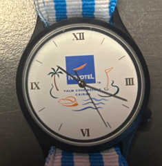 Concepts Quartz Analog Wristwatch NOVOTEL Promo Blue/White Nylon Strap Black