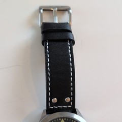 Invicta Force Quartz 45mm Black Dial Silver Case Leather Strap WR 100m