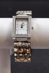 Jilzarah Latte Tube Watch Polymer Clay Tubes Stretch Band Handmade Artisan