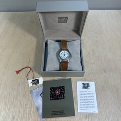 Vintage Victorinox Swiss Army Watch Officers Ratchet Tan Leather Band In Box