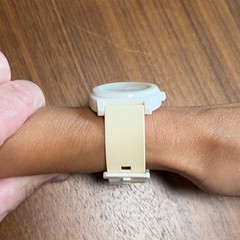 Nixon The Time Teller P Quartz Analog Watch White Dial Beige Rubber Strap 100m