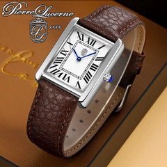 Pierre Lucerne 1888 Vintage Style Swiss Inspired Mens Tank Dress Watch Brw Strap