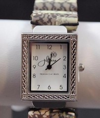 Jilzarah Latte Tube Watch Polymer Clay Tubes Stretch Band Handmade Artisan