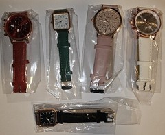 Lot of 5 Womens Watches Red Green White Black Tan(Beige?) Square Round #1
