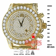Bling Master Custom Luxury Watch Gold Tone Solitaire Lab Diamonds Band