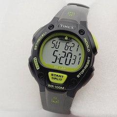 Timex Ironman Classic Indiglo Mens Digital Watch Gray Lime Green WR 100M Working