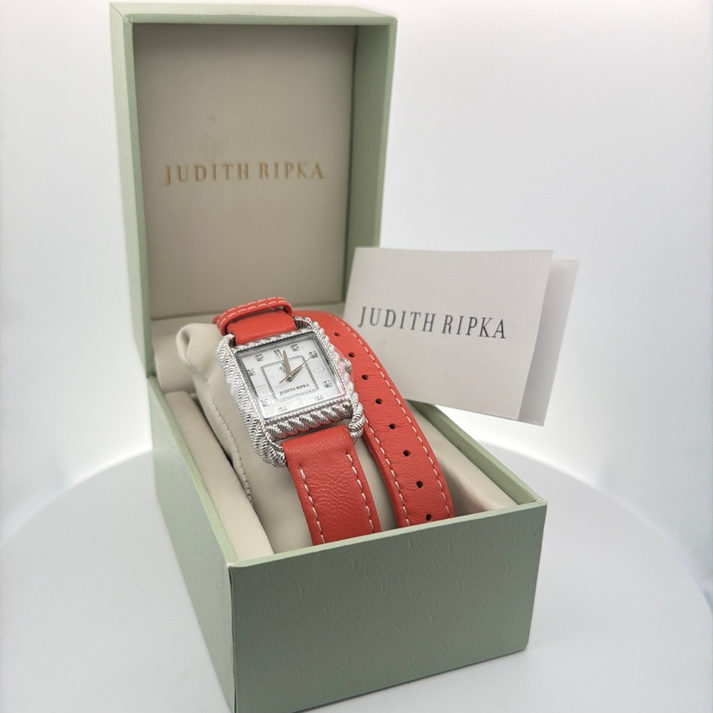 Stainless JUDITH RIPKA Double Wrap Coral Leather Watch