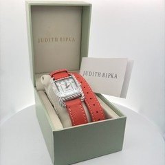 Stainless JUDITH RIPKA Double Wrap Coral Leather Watch