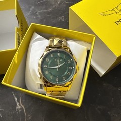Invicta X Men’s Quartz Green Dial Gold Tone Metal Bracelet Watch w/ Box