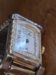 Elgin Watch Gold USA 10K RGP Working, Great Condition Unisex Rare, Facet Crystal
