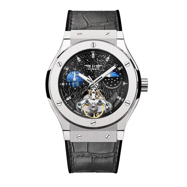 PINDU Design 6537 Men’s Automatic Mechanical Moonphase Leather Watch Waterproof