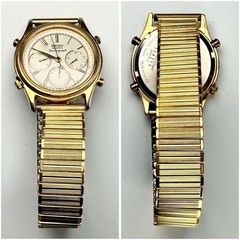 Seiko 7A28-6010 Quartz 37mm White Dial Gold Mens Watch