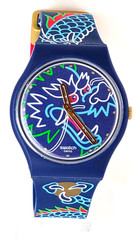 SWATCH SWISS MADE SO28Z125 MODEL DRAGON IN WAVES, BAND AND FACE INTERTWINE NIB