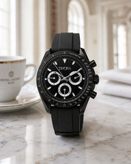 TÍVORÁ Veyron Argent Steel All Onyx Dial – Custom Branded Automatic Chronograph