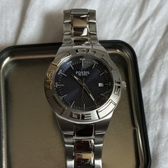 Fossil Men’s Quartz Analog Watch Black Dial Silver Steel Bracelet Date w/Box