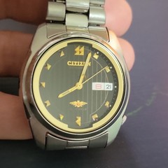 Citizen Eagle 7 Men’s Automatic Vintage Black/Gold Dial Date SS Bracelet 36-39.9