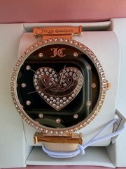 Juicy Couture Black Label Watch Rose Gold Bezel, Rhinestones, Black Dial