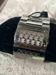 Roberto Cavalli Pavon Women’s Rectangular Analog Bangle Watch With Box