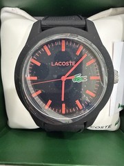 Lacoste LC-79-1-47-2788 Black Red Silicone Strap Watch NIB Needs Battery