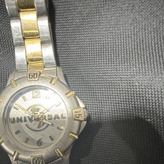 Universal Two-Tone Metal Bracelet Analog Wristwatch Silver Gold Fold-Over Clasp