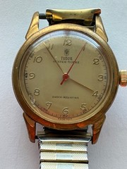 Vintage Tudor Oyster-Yorke 46110 Gold Plated Watch Red Second Hand Fixo-Flex