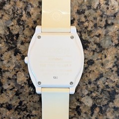 Nixon The Time Teller P Quartz Analog Watch White Dial Beige Rubber Strap 100m