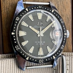 Vintage {SERVICED} ShangHai 114 Diver SS4 SLOPED BEZEL Chinese Military Watch