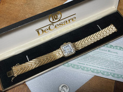 Vintage DeCesare Italy 17 Jewels Mechanical Wind Up Women Watch In Box Works