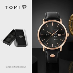 Men’s Quartz Analog Watch Day Date Leather Strap Business Dress Wristwatch