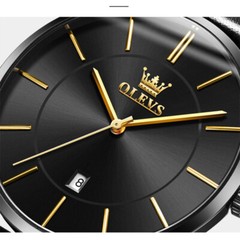OLEVS Watch 30m Waterproof Ultrathin Quartz Wristwatch Leather Band Men Women