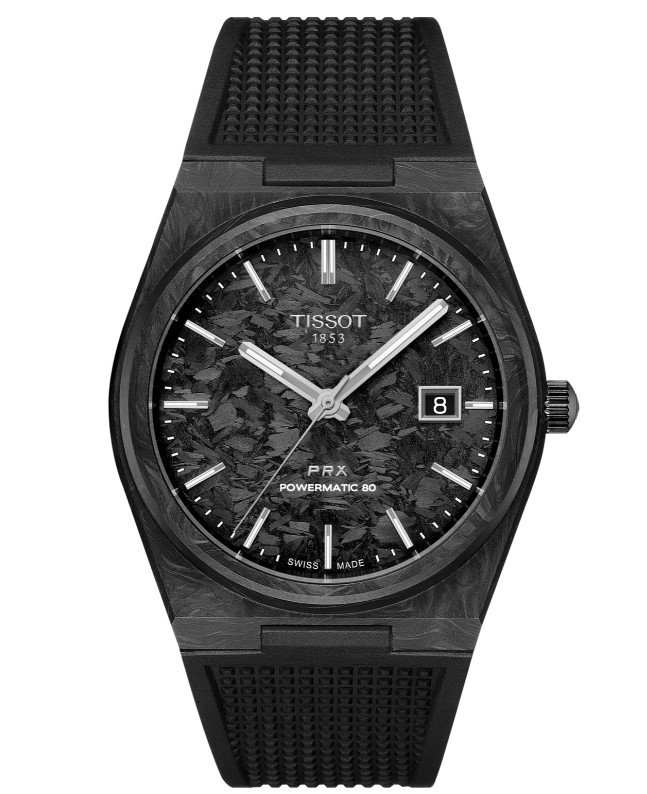 Unused TISSOT PRX Powermatic 80 T137.907.97.201.00 Black Carbon Men Watch in Box