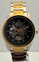 Fabulous Men’s Tommy Hilfiger Automatic Skeleton Black Dial Working Wristwatch