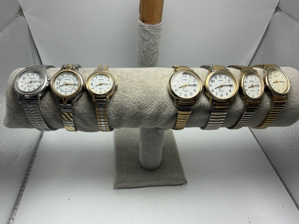 Timex Carriage Women Lot Of 7 New Batteries Stretch Band