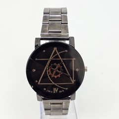 Geometric Design Unisex Watch 40MM Black Dial Bracelet Band 7.5″ New Battery